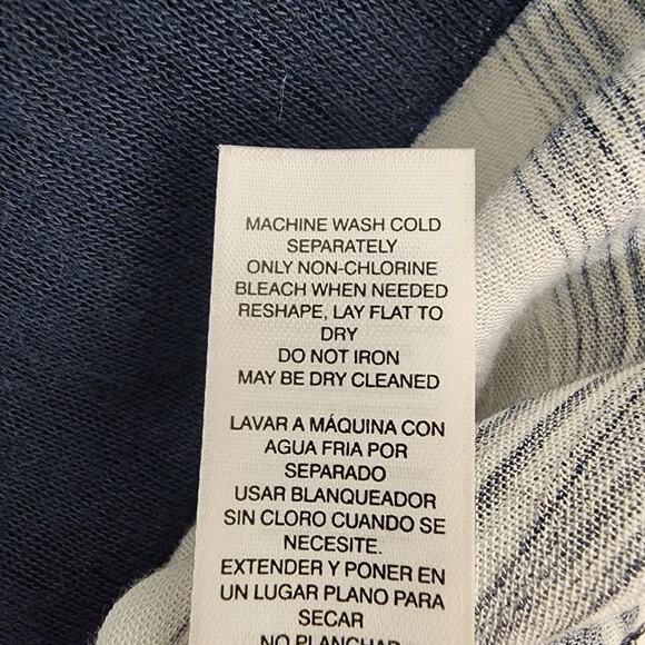 Chicos Zenergy Women Top Size 1 Medium Blue Multi Stripe 3/4 Dolman Sleeve Sheer - Picture 9 of 10